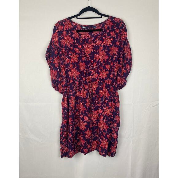Lands End' Size XS-S, Floral Boho Dress Purple & Red Pattern Midi Women, Retro - Picture 1 of 6